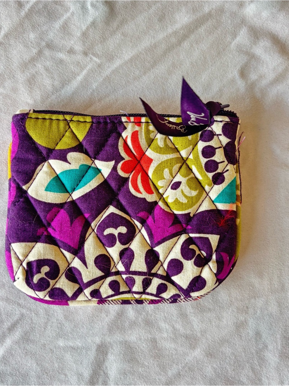 Vera Bradley Plum Crazy Purple Floral Quilted Coin Pouch